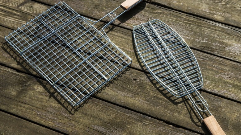 two different types of fold-over grill baskets