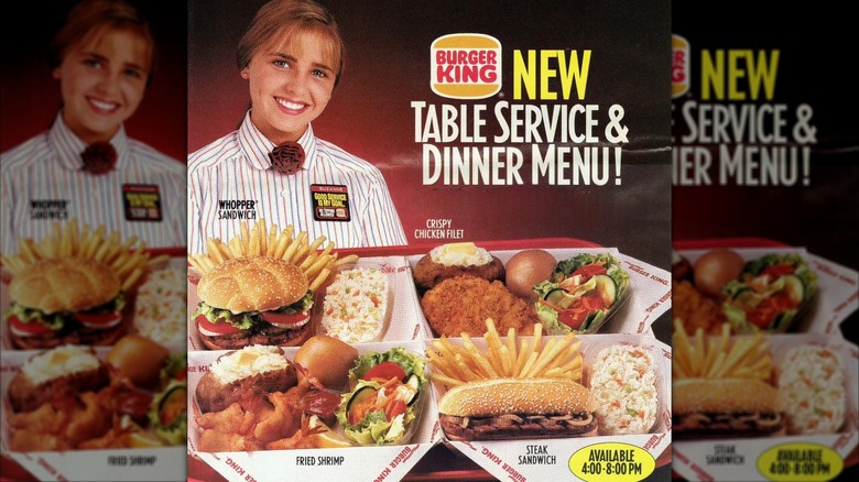 Advertisement for Burger King's table service and dinner menu