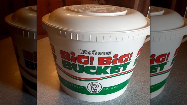Little Caesars spaghetti bucket