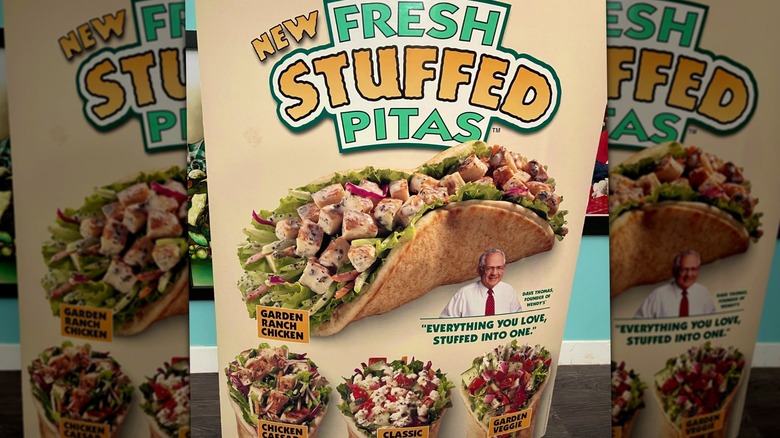 Promotional poster for Wendy's Fresh Stuffed pitas