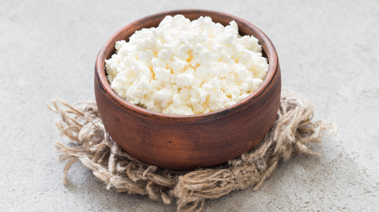 Bowl of fresh cottage cheese