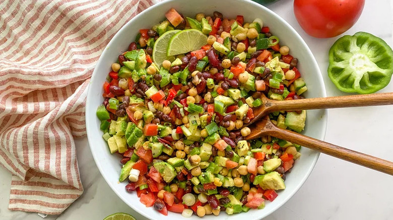 Top view jalapeño lime three bean salad