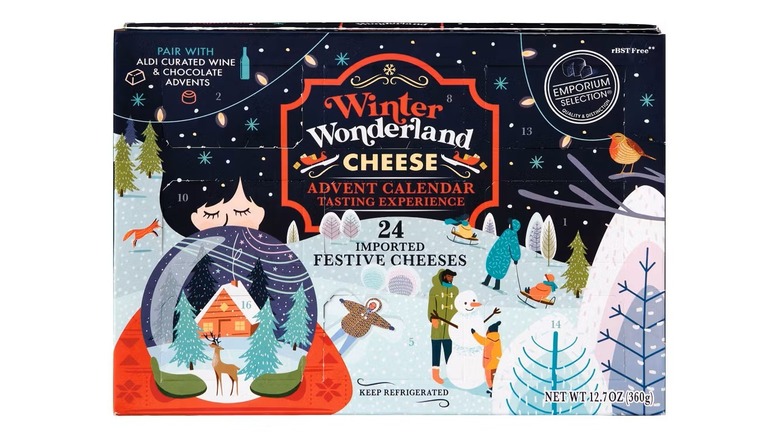 Winter Wonderland cheese advent calendar against a white background