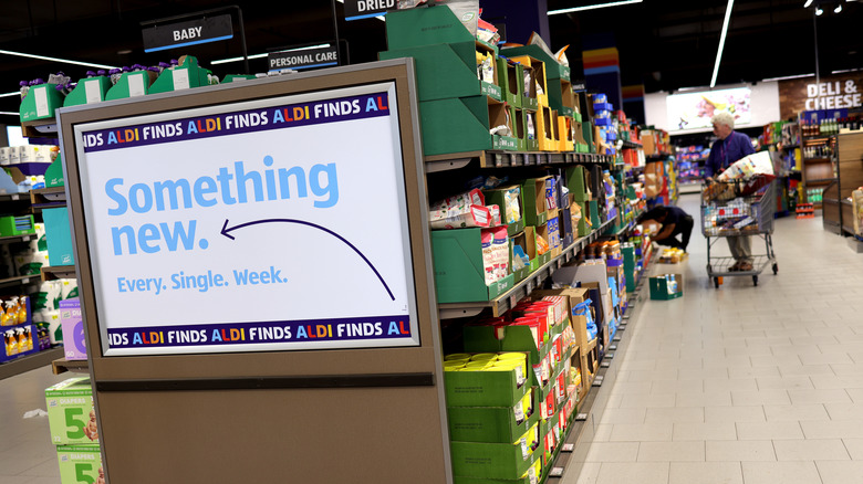 Interior of an Aldi store with food