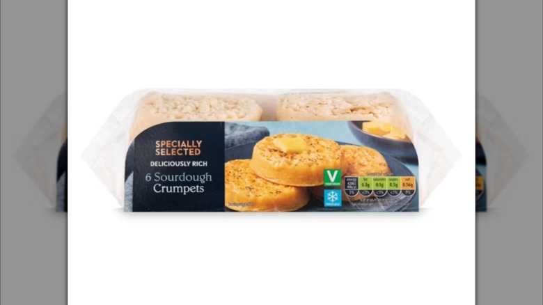 Mirrored image of Sourdough Crumpet packet against white background