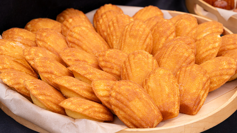 Madeleines or french tea cakes in a basket