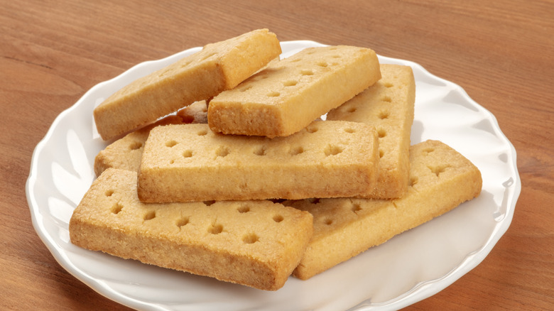 A closeup photo of Scottish shortbread butter cookies