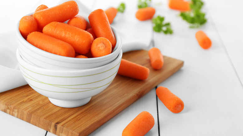 Baby carrots in bowl