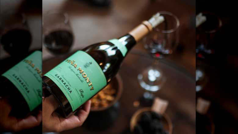 person pouring red wine into glass