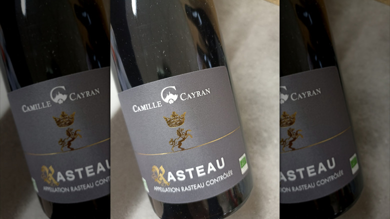 closeup bottle of red wine