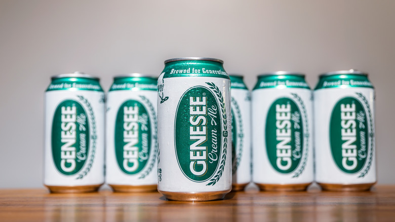 Row of cans of Genesee Cream Ale
