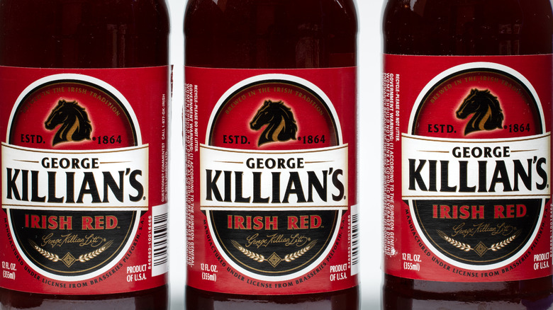 Labels on three bottles of George Killian's Irish Red