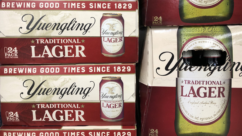 Stacked boxes of Yuengling