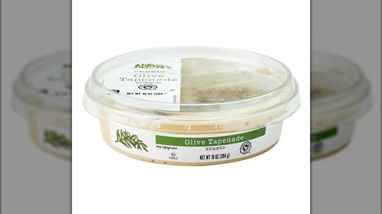 Olive tapenade packaging side view