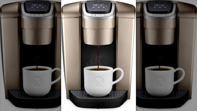 Brushed-gold-colored Keurig K-Elite single serve K-cup pod coffee maker