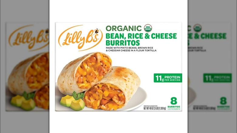 Box of Lilly B's Organic Bean, Rice & Cheese Burritos