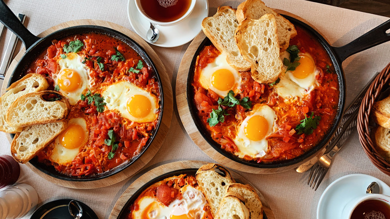 Shakshuka with poached eggs