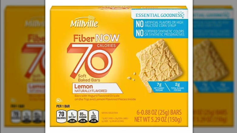 Box of Millville Fiber Now 70 Calorie Lemon Bars