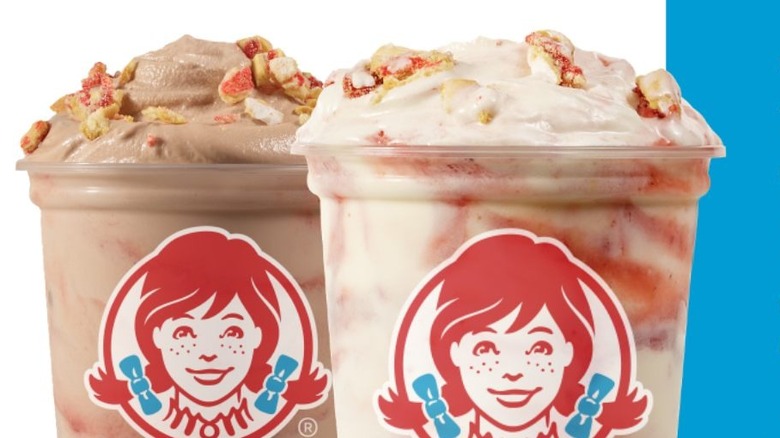 Two Wendy's Pop Tart Frostys on blue and white background