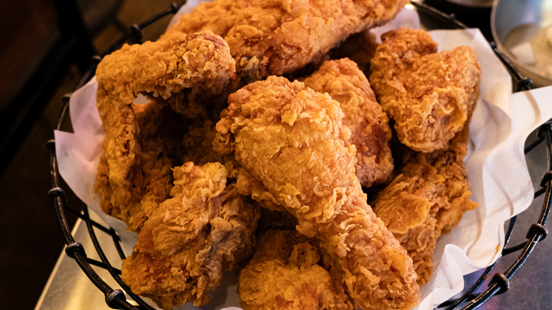 Fried chicken in a bucket