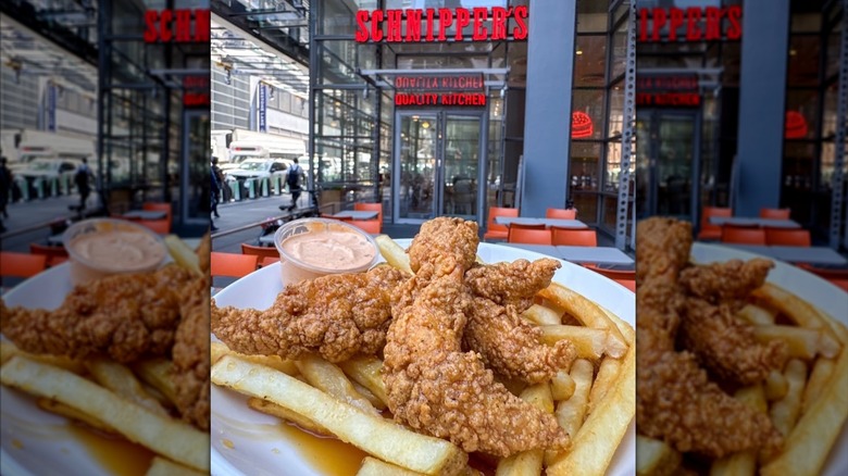 plate of gluten-free chicken tenders and french fries