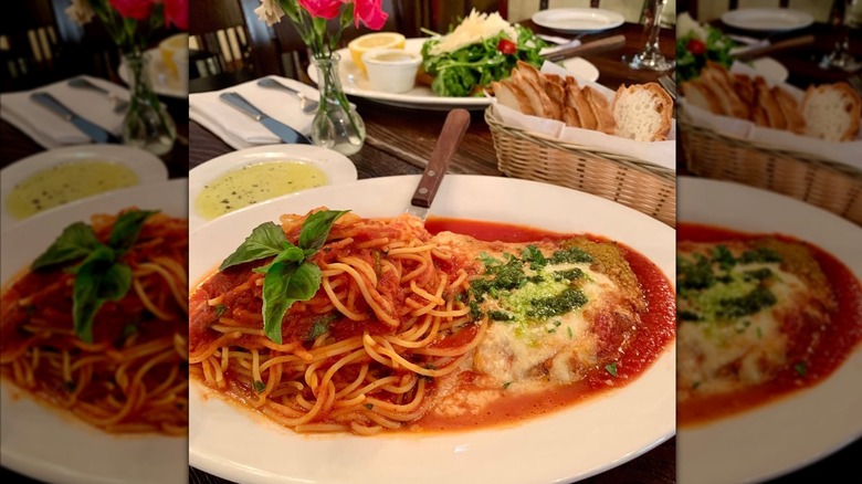 plate of chicken parmesan from a gluten-free restaurant