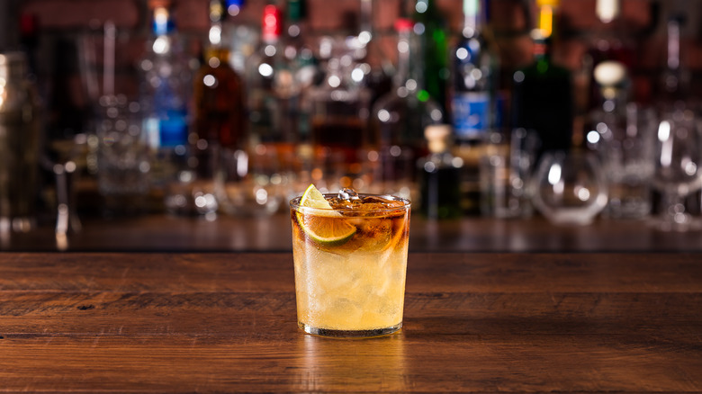 Dark 'n' Stormy Cocktail on a bar