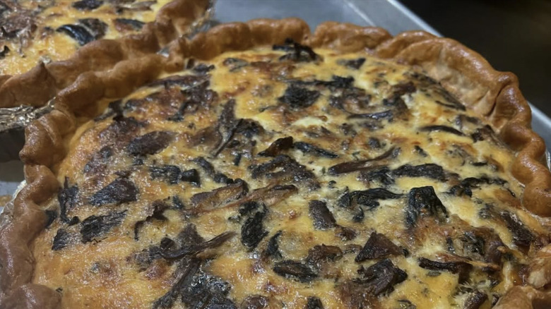 Mushroom brunch pastry with egg and crust