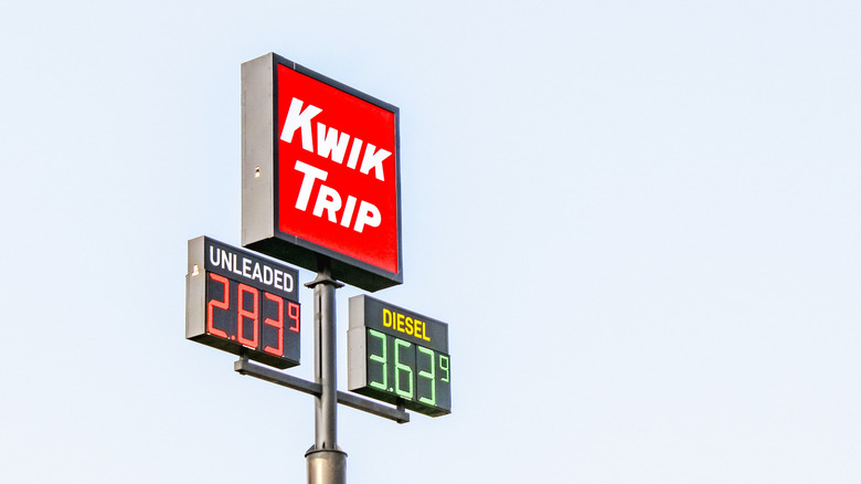 Kwik Trip sign against blue sky