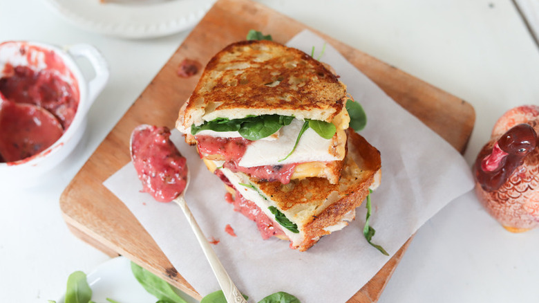 Turkey panini with cranberry chipotle spread