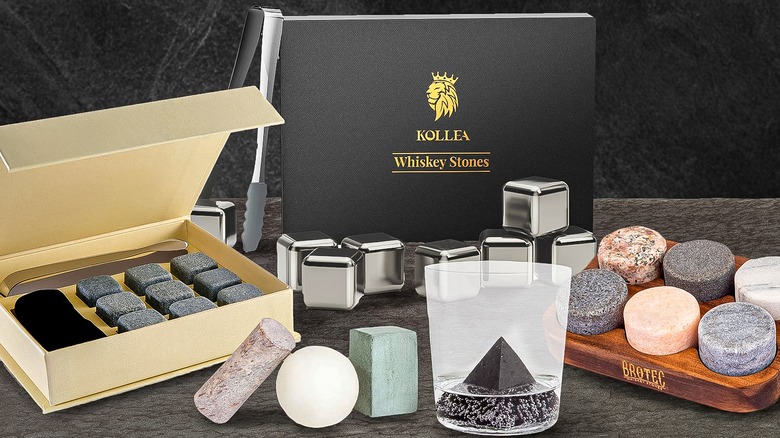 Various popular whiskey stone products