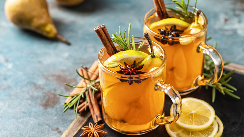 Drink with lemon and rosemary
