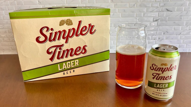 Simpler Times Lager in a pint glass