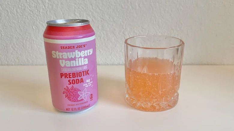 Strawberry Vanilla Prebiotic Soda in a glass