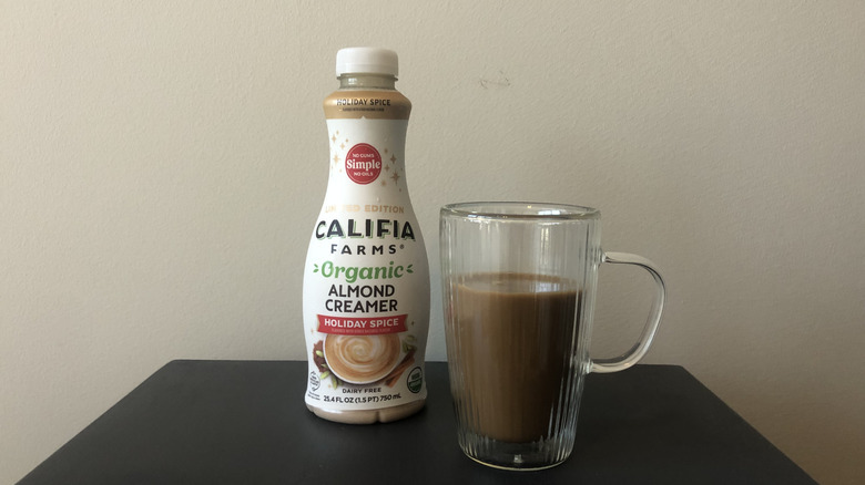 Califia Farms organic holiday spice almond creamer.
