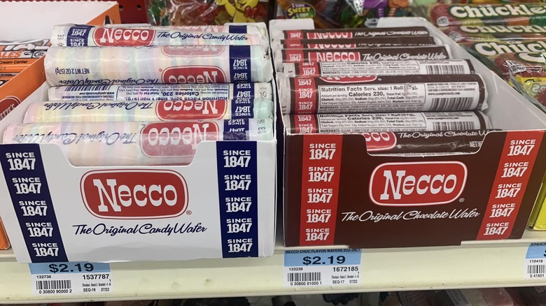 Necco Wafer Candy flavors on store shelf