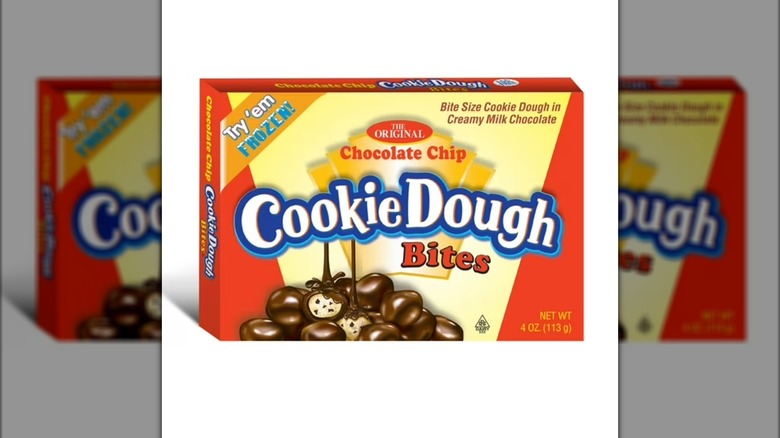 Chocolate chip cookie dough bites with white background