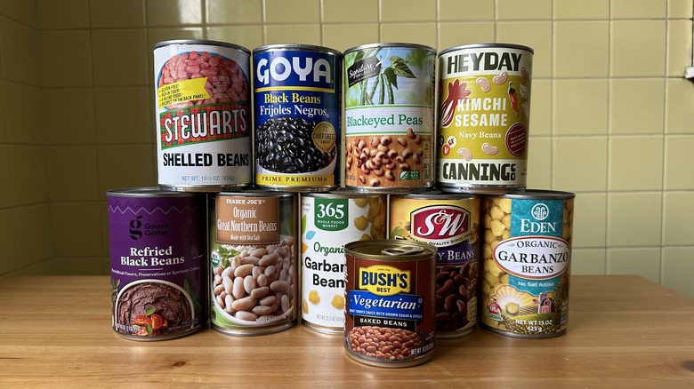 canned beans on table