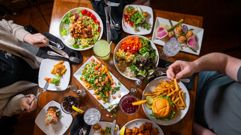 people eating at a chain restaurant