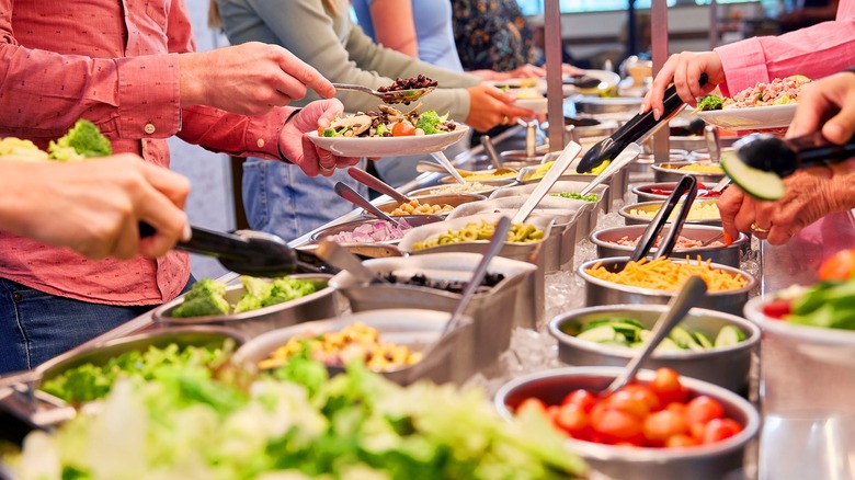 Patrons serving themselves at Eat'n Park's salad bar