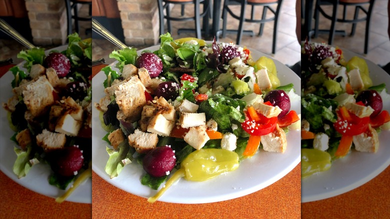 Salad from Jason's Deli salad bar on white plate