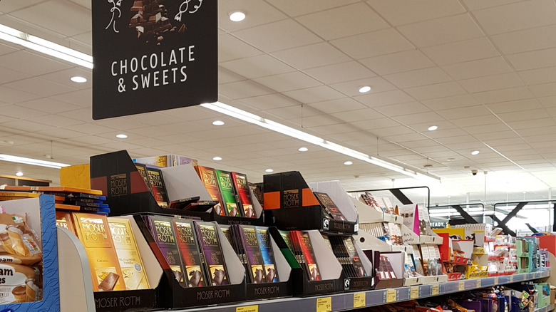A Moser Roth display in the Chocolate & Sweets section of Aldi