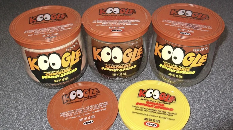 Koogle Peanut Spread jar on patterned table