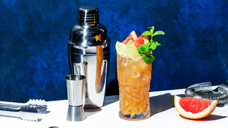 Zombie cocktail and shaker