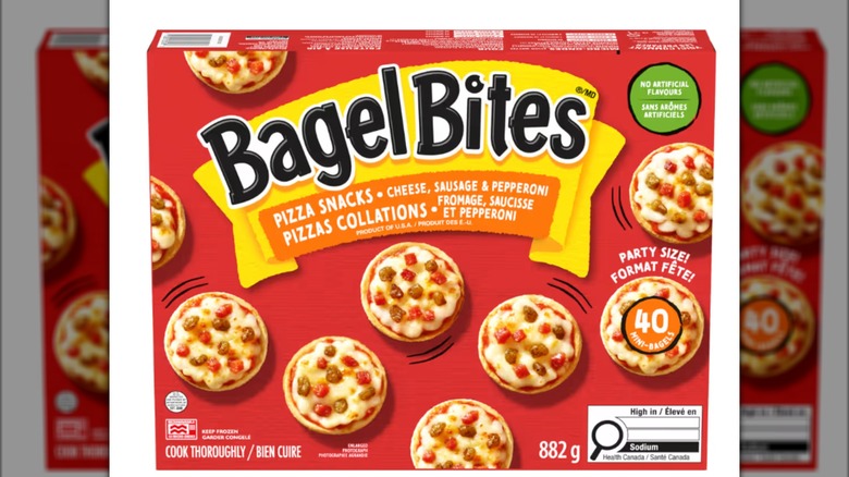 bagel bites packaging cheese sausage and pepperoni