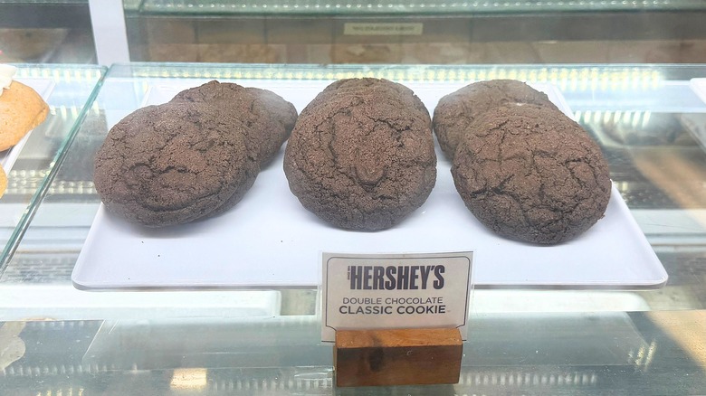 Picture of Hershey's Double Chocolate Classic Cookie in case at Hershey's Chocolate World