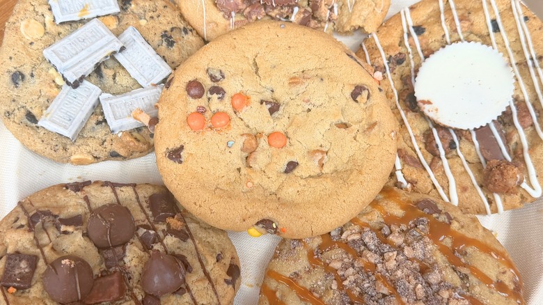 Close up of several big cookies from Hershey's Chocolate World on plate