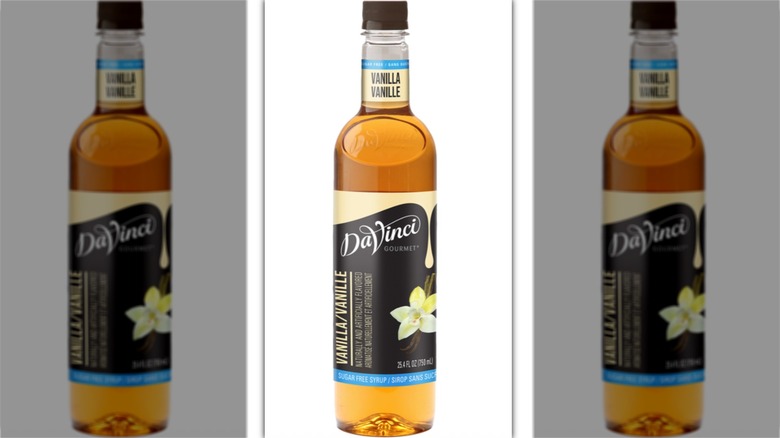 Vanilla DaVinci flavored syrup bottle a mirrored image