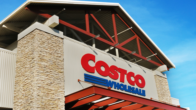 Costco storefront in front of blue sky