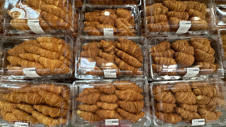 Top-down shot of fresh bakery croissants from Costco